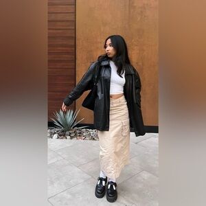 Love Tree Tan Cargo Maxi Skirt size large NWT